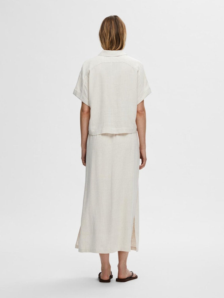 SELECTED FEMME Kurzarmhemd SLFVIVA SS CROPPED SUN Viscose Linen