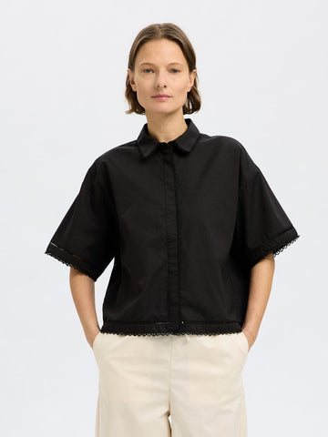 SELECTED FEMME Hemd SLFNOVI SS Organic Cotton Lyocell Mix