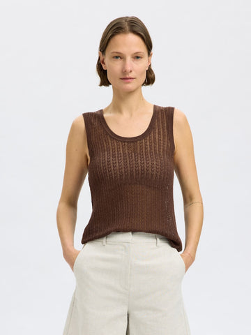 SELECTED FEMME Stricktop Ärmellos  SLFHENNAH Lyocell Hemp Mix