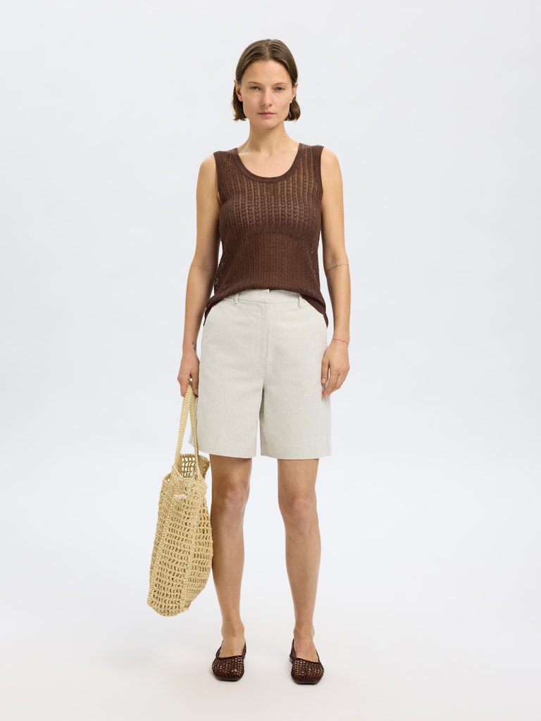 SELECTED FEMME Stricktop Ärmellos  SLFHENNAH Lyocell Hemp Mix