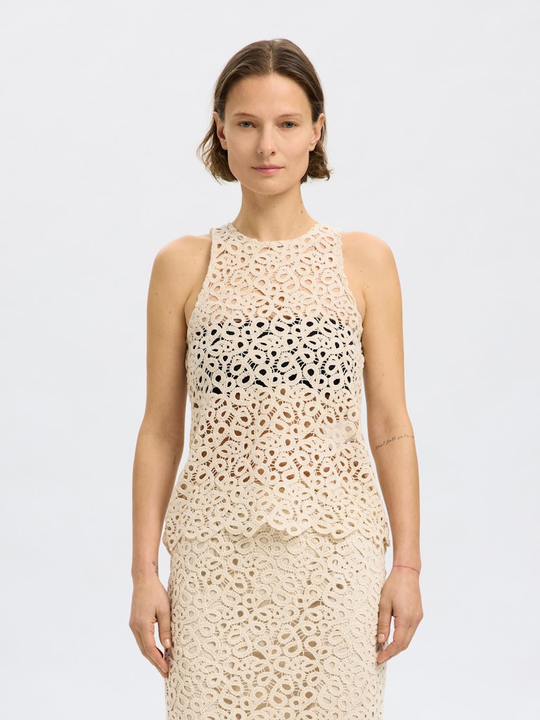 SELECTED FEMME Tanktop SLFALIMA CROCHET Organic Cotton