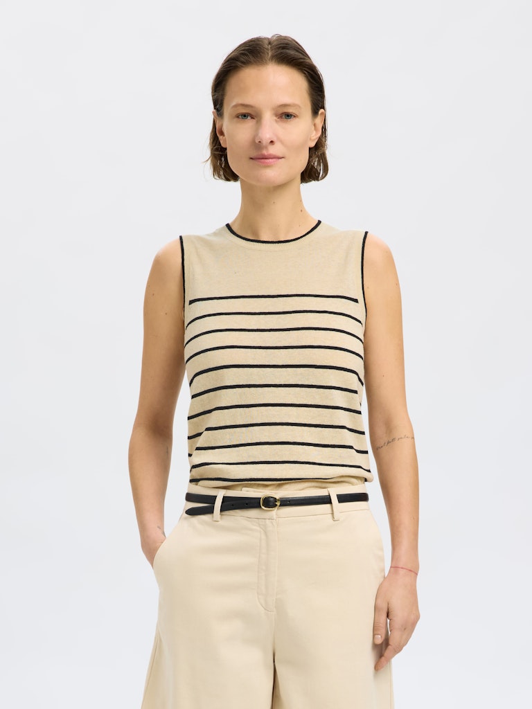 SELECTED FEMME Stricktop Ärmellos SLFESTHER Organic Cotton Linen