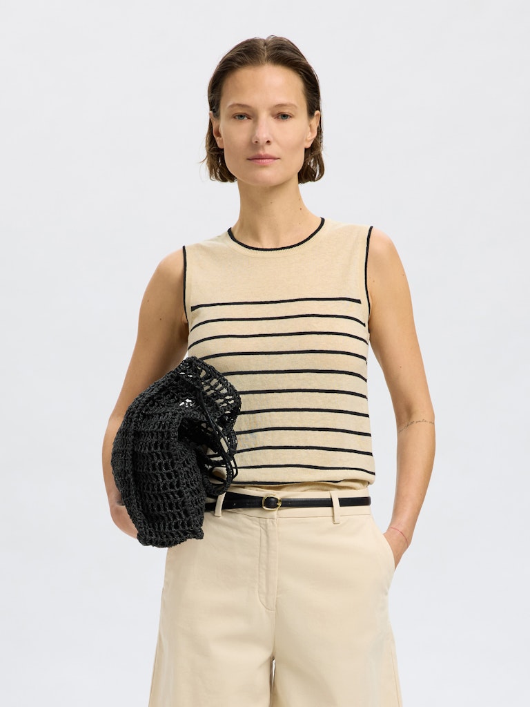 SELECTED FEMME Stricktop Ärmellos SLFESTHER Organic Cotton Linen