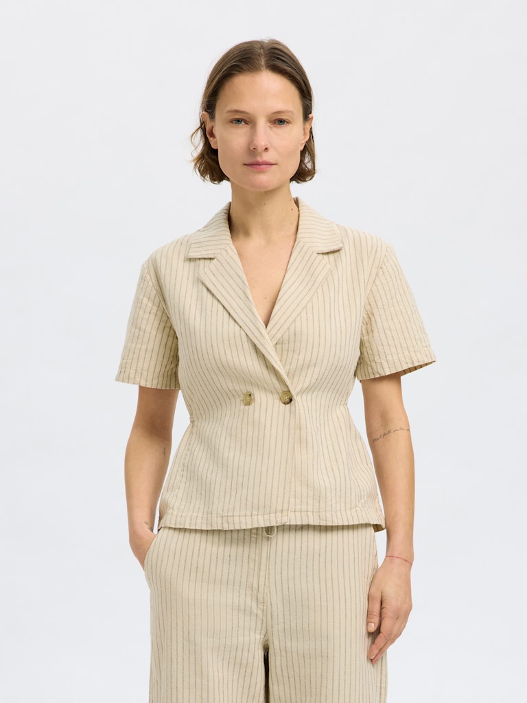 SELECTED FEMME Top SLFJOHANNE SS STRIPED Organic Cotton Hemp
