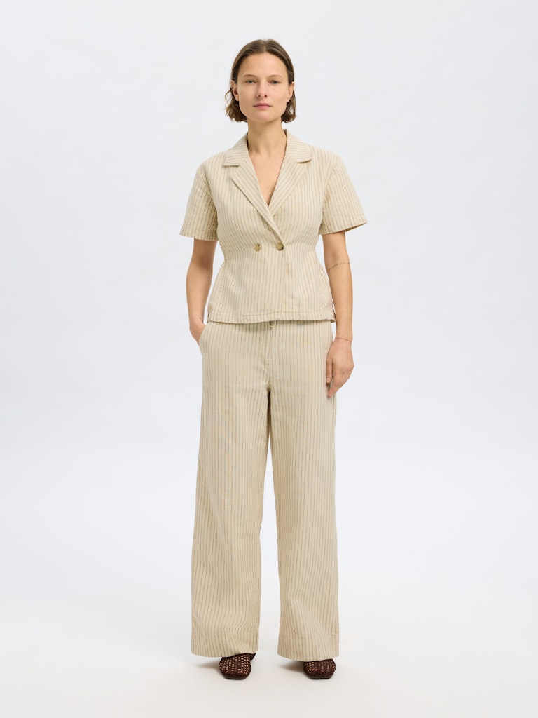 SELECTED FEMME Top SLFJOHANNE SS STRIPED Organic Cotton Hemp