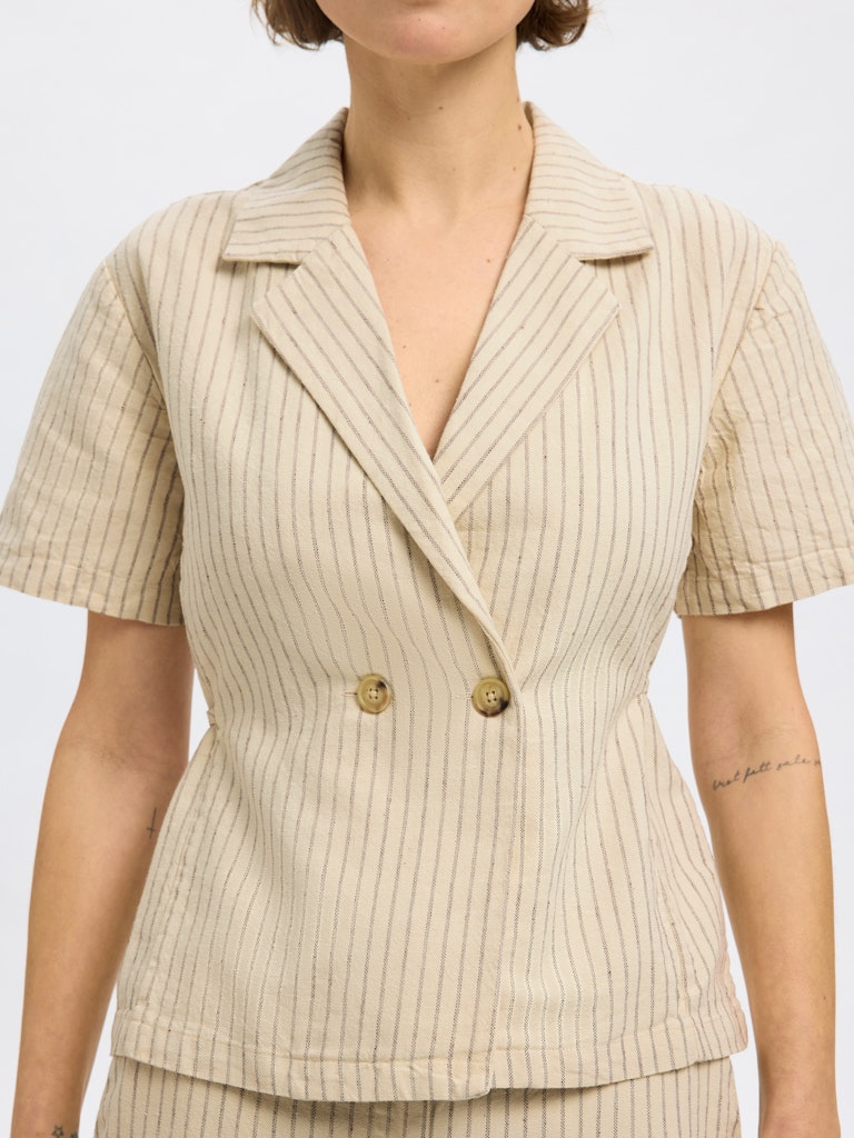 SELECTED FEMME Top SLFJOHANNE SS STRIPED Organic Cotton Hemp