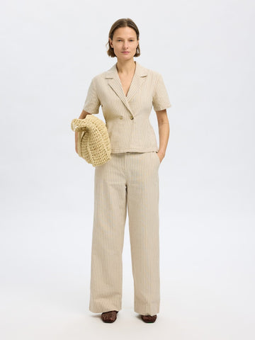 SELECTED FEMME Top SLFJOHANNE SS STRIPED Organic Cotton Hemp