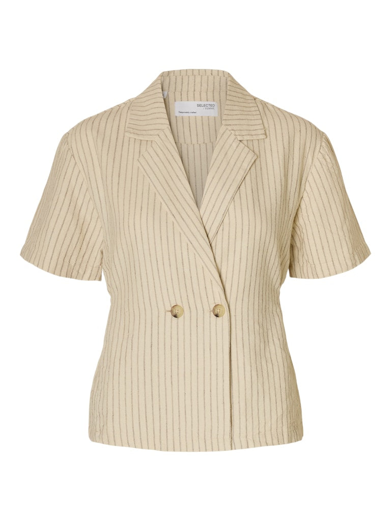 SELECTED FEMME Top SLFJOHANNE SS STRIPED Organic Cotton Hemp