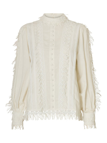 SELECTED FEMME Langarmtop SLFSILJA LS TOP Cotton Linen Mix