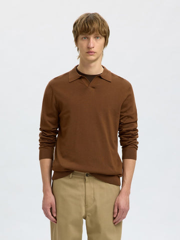 SELECTED HOMME Pullover SLHTRAY OPEN POLO Merino