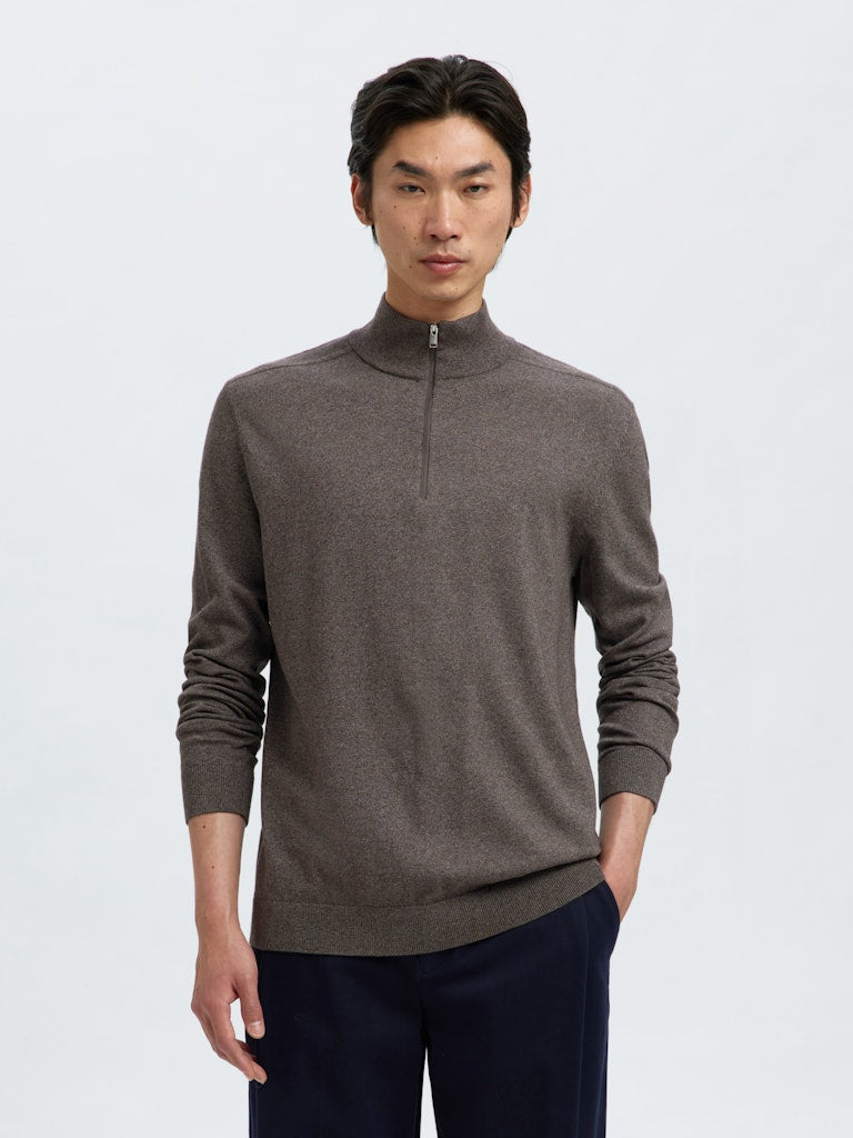 SELECTED HOMME Strickpullover SLHBERG HALF ZIP Organic Cotton