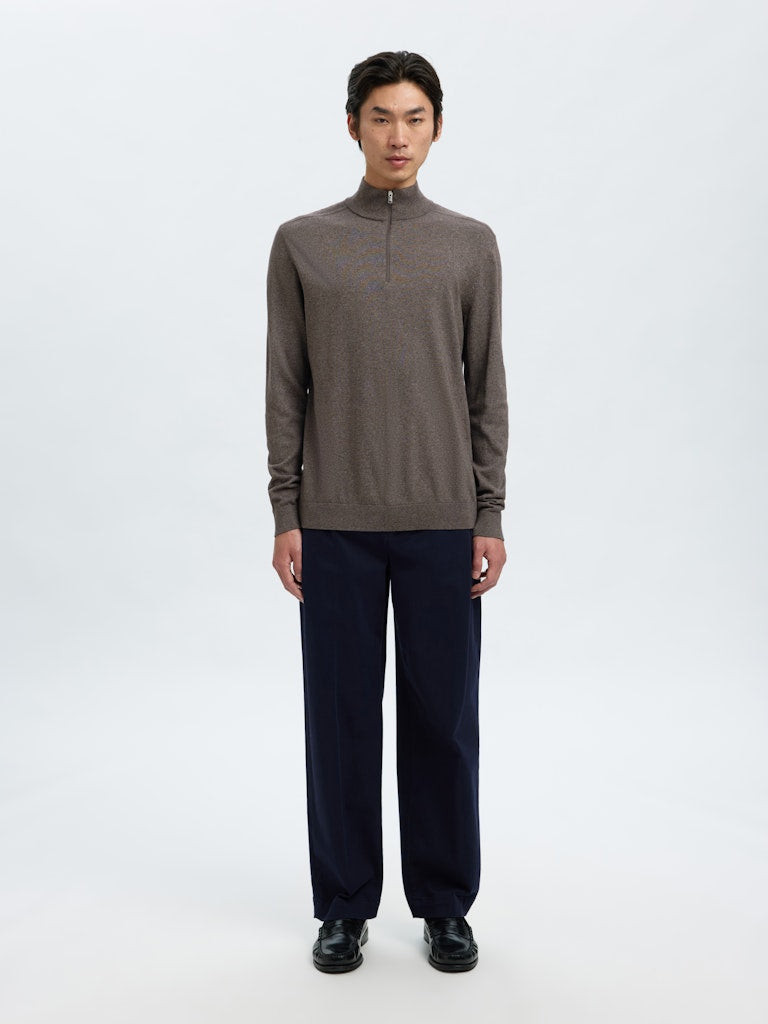 SELECTED HOMME Strickpullover SLHBERG HALF ZIP Organic Cotton