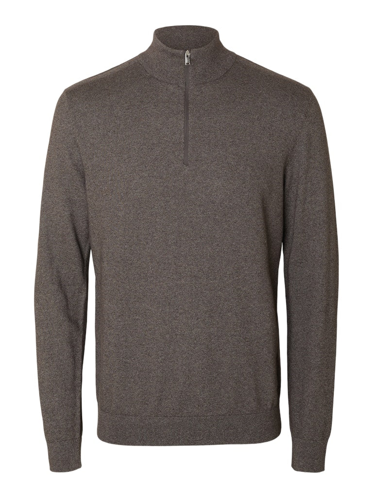 SELECTED HOMME Strickpullover SLHBERG HALF ZIP Organic Cotton