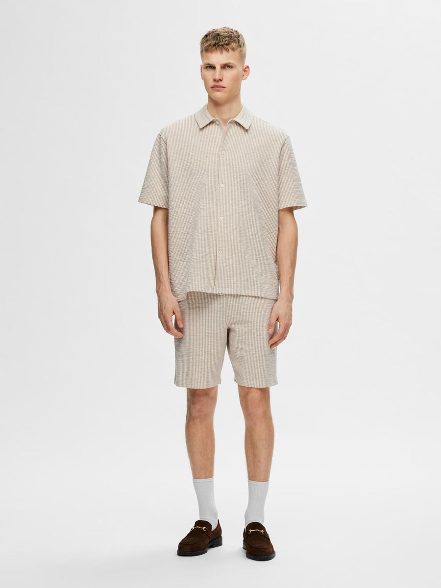 SELECTED HOMME Shorts Seersucker SLHREGULAR-BEN Organic Cotton