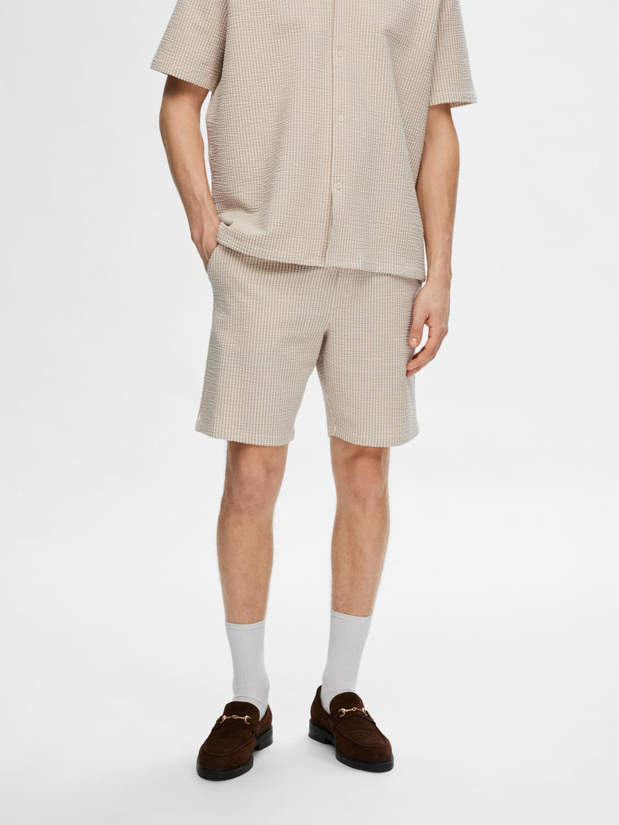 SELECTED HOMME Shorts Seersucker SLHREGULAR-BEN Organic Cotton