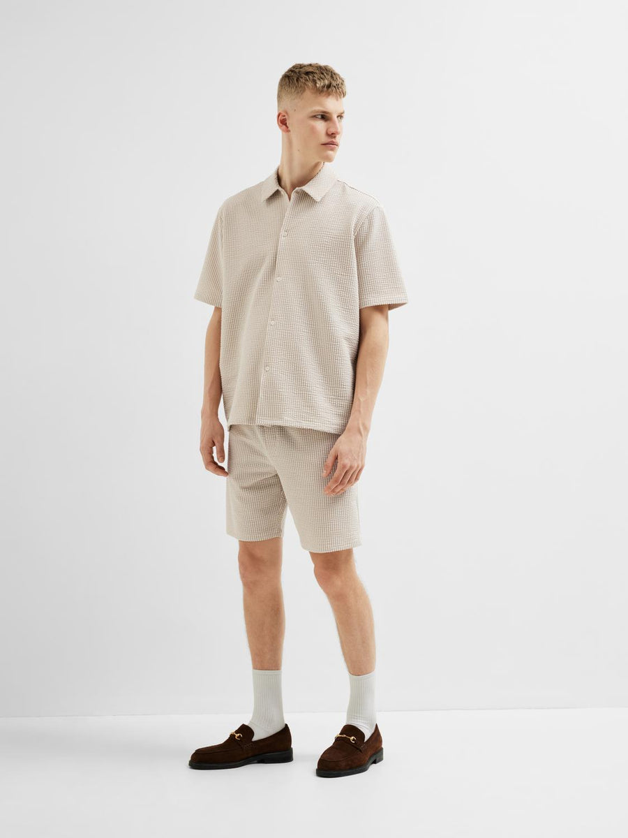 SELECTED HOMME Shorts Seersucker SLHREGULAR-BEN Organic Cotton