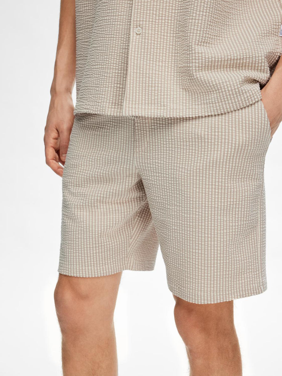 SELECTED HOMME Shorts Seersucker SLHREGULAR-BEN Organic Cotton