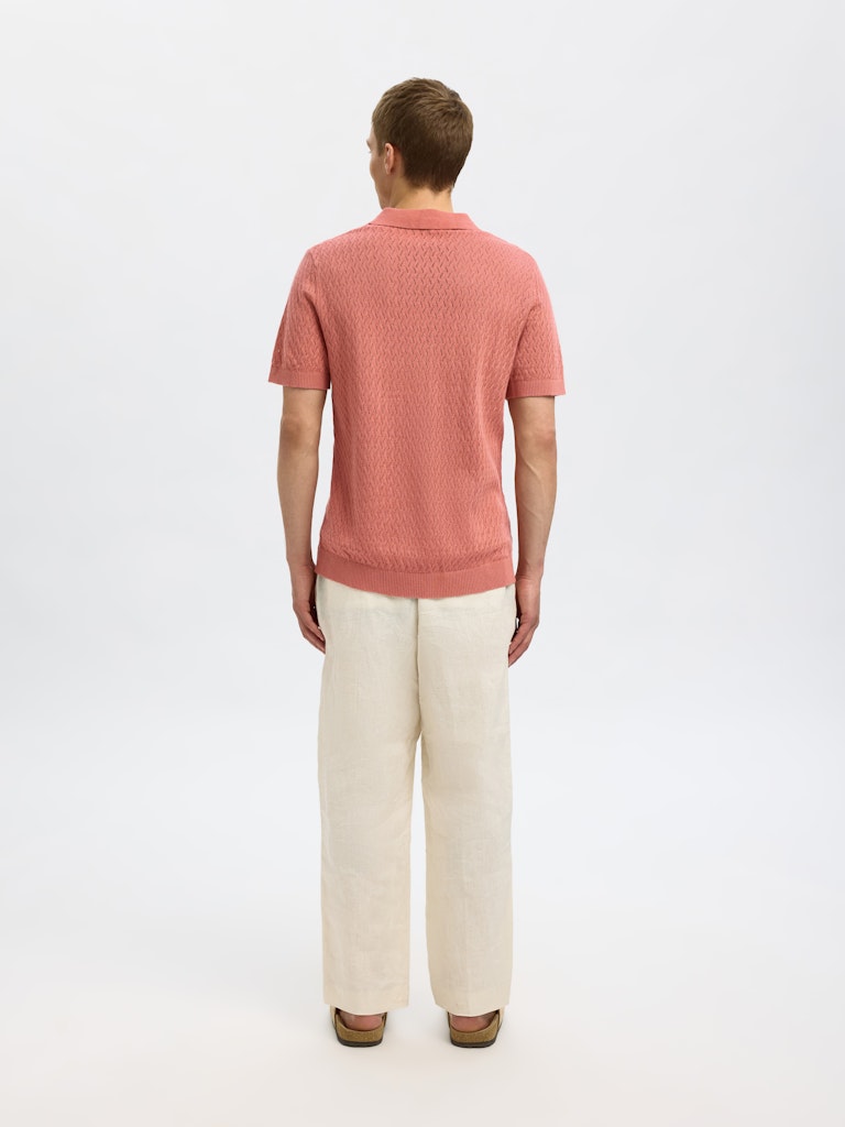 SELECTED HOMME Poloshirt  SLHLINO SS KNIT Organic Cotton Linen Mix