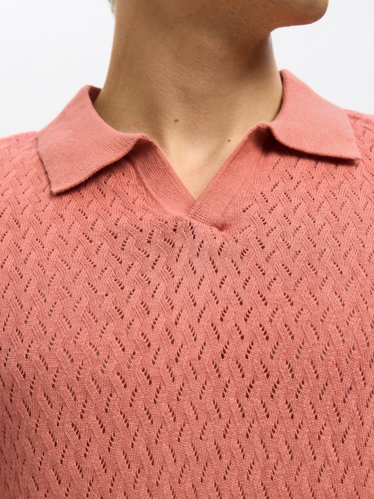 SELECTED HOMME Poloshirt  SLHLINO SS KNIT Organic Cotton Linen Mix