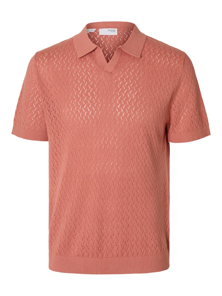 SELECTED HOMME Poloshirt  SLHLINO SS KNIT Organic Cotton Linen Mix
