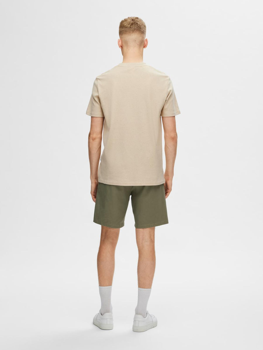 SELECTED HOMME T-Shirt Waffle SLHTEL Organic Cotton/ Leinen