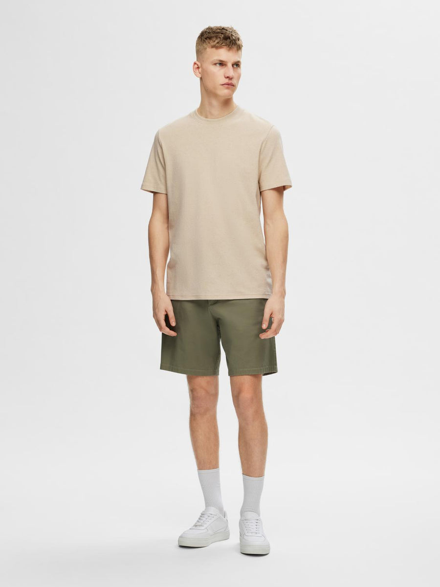 SELECTED HOMME T-Shirt Waffle SLHTEL Organic Cotton/ Leinen