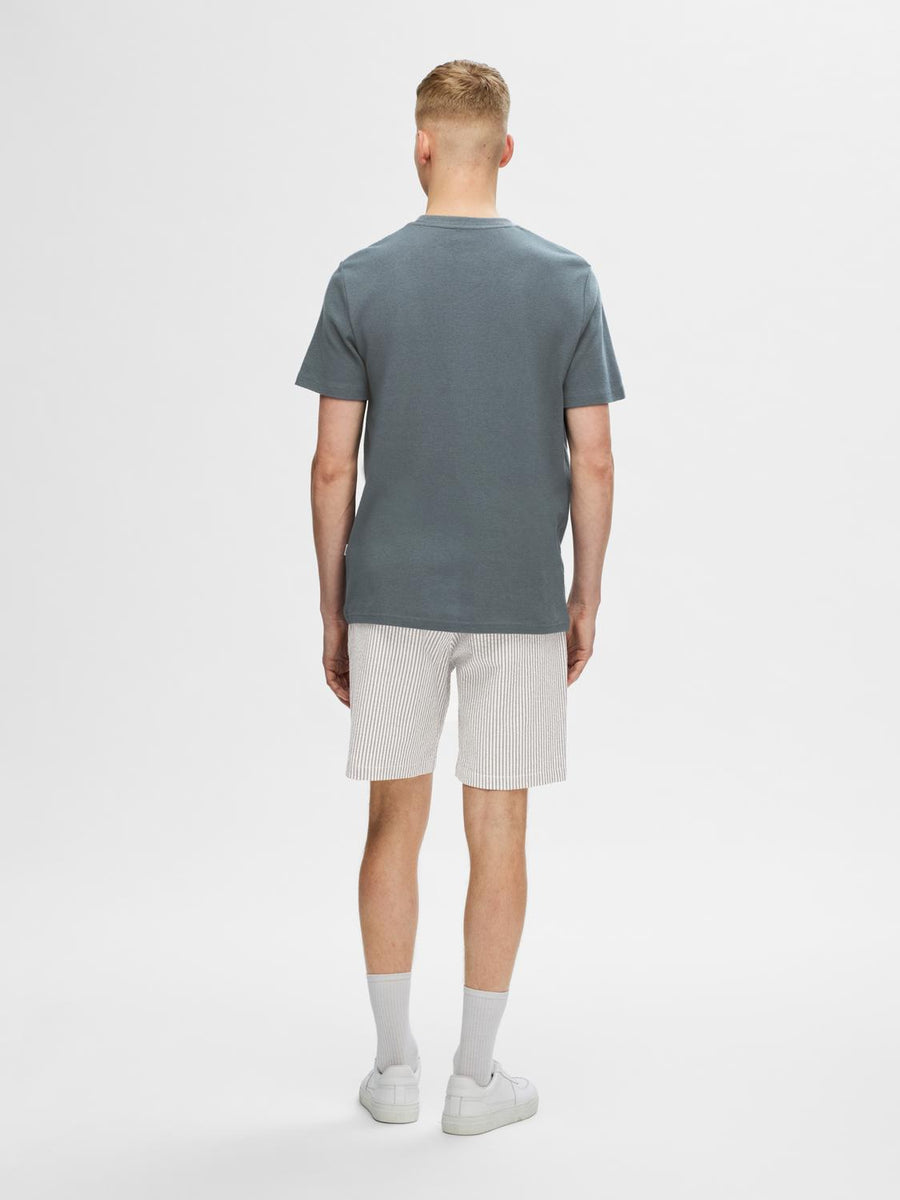 SELECTED HOMME T-Shirt Waffle SLHTEL Organic Cotton/ Leinen