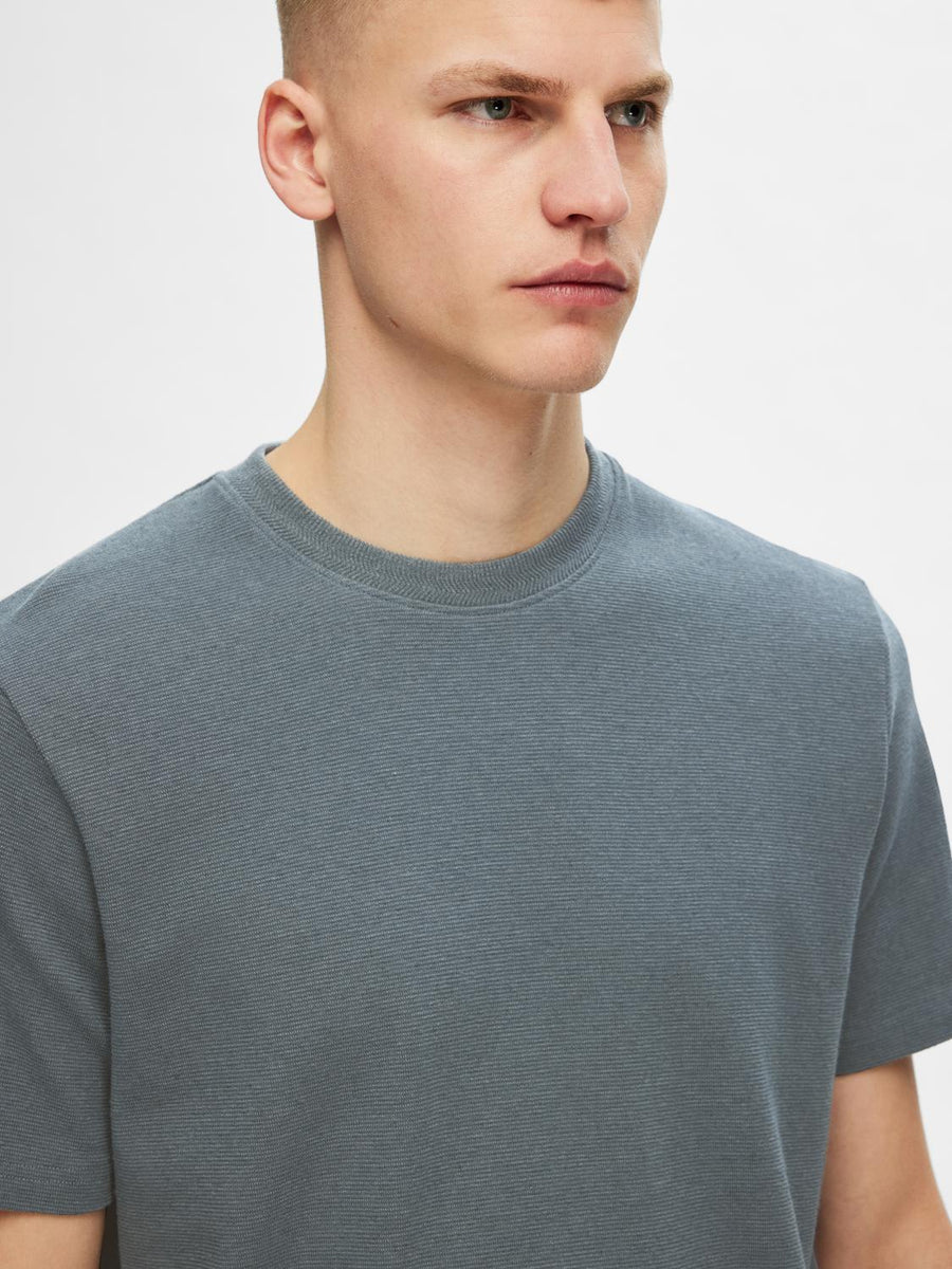 SELECTED HOMME T-Shirt Waffle SLHTEL Organic Cotton/ Leinen