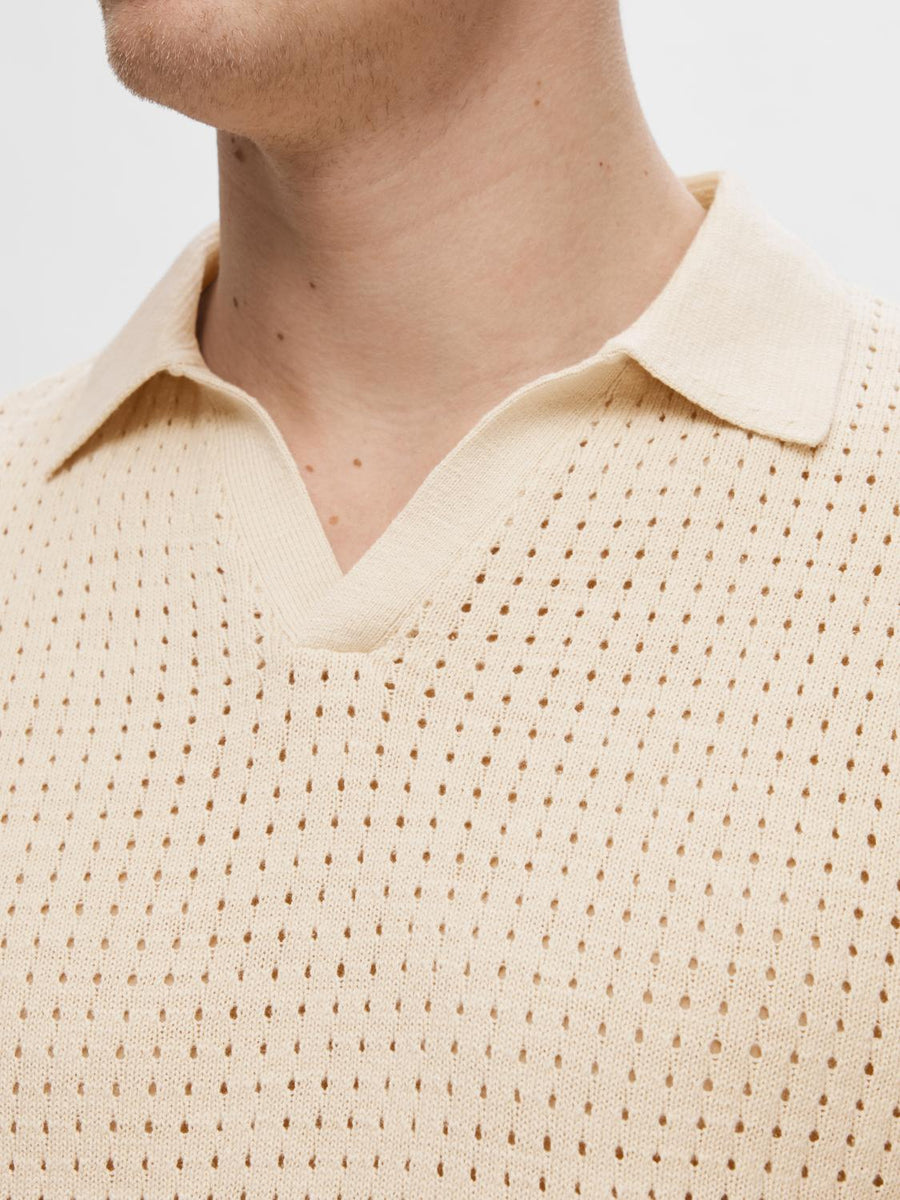 SELECTED HOMME Poloshirt gehäkelt SLHNIK RELAXED Organic Cotton