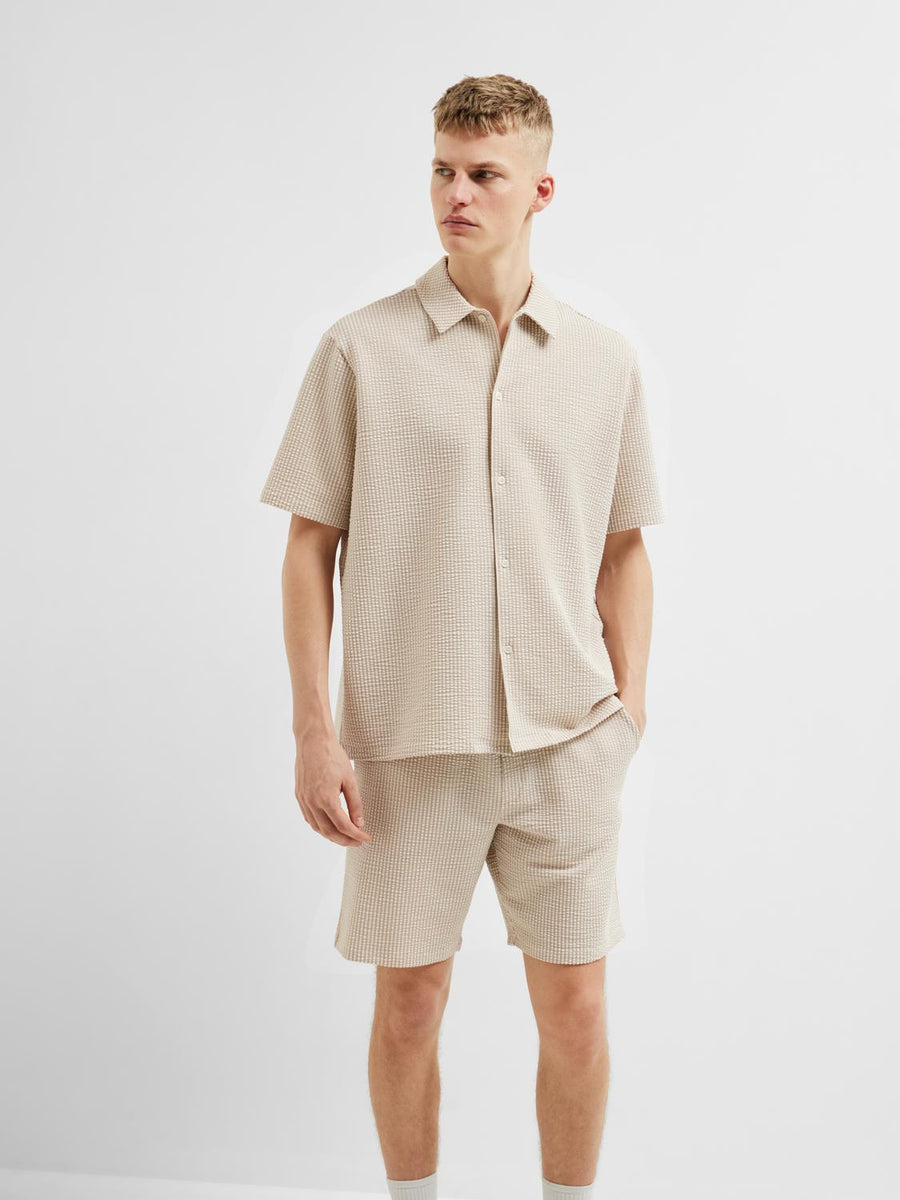 SELECTED HOMME Seersucker Hemd kurzarm SLHRELAXBEN Organic Cotton