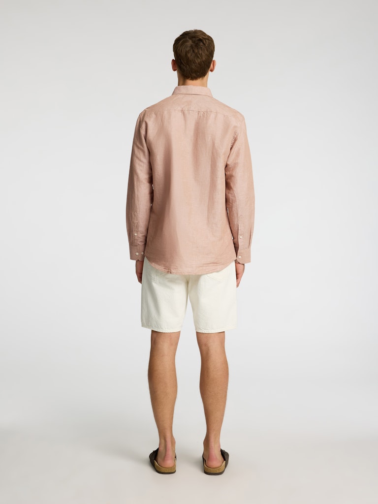 SELECTED HOMME Hemd SLHREGLEO MELANGE Organic Cotton Linen Mix