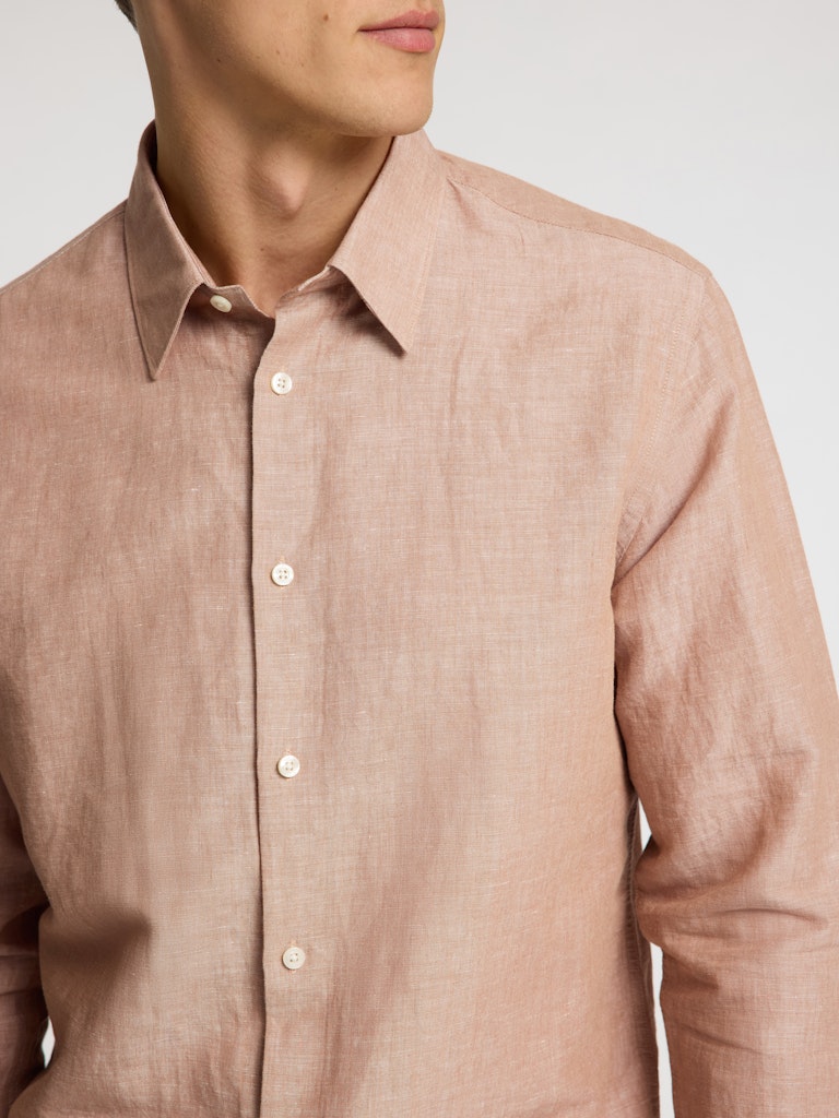 SELECTED HOMME Hemd SLHREGLEO MELANGE Organic Cotton Linen Mix