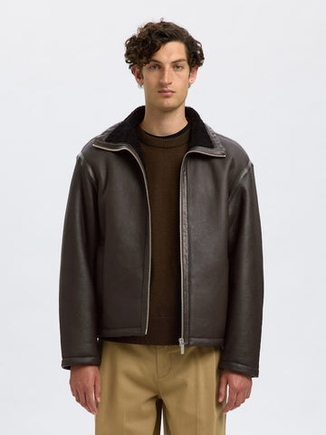 SELECTED HOMME Shearling Jacke  SLHSEAN Leather
