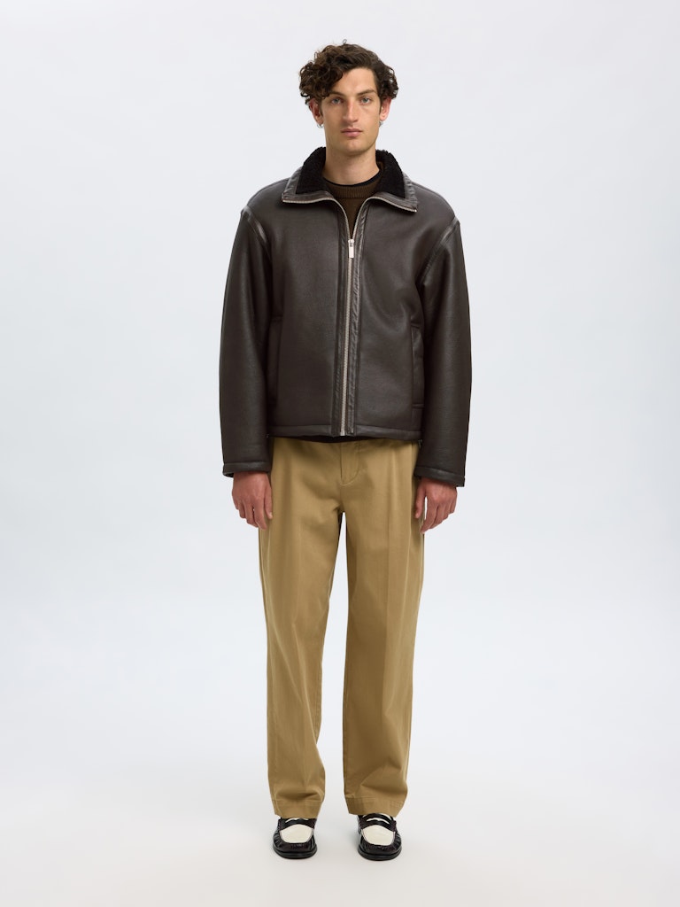SELECTED HOMME Shearling Jacke  SLHSEAN Leather
