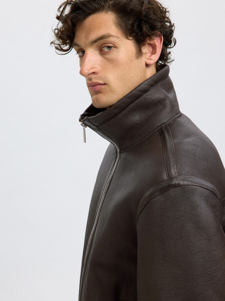 SELECTED HOMME Shearling Jacke  SLHSEAN Leather