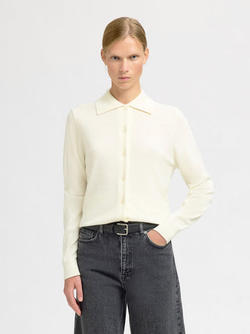 SELECTED FEMME Strickjacke SLFTHEA BUTTON COLLAR Merino Wool