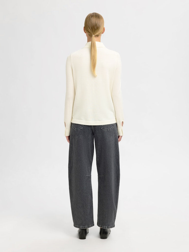 SELECTED FEMME Strickjacke SLFTHEA BUTTON COLLAR Merino Wool