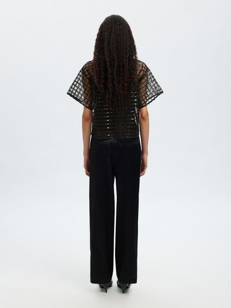 SELECTED FEMME Paillettentop SLFLAREN SS CROPPED Sequins