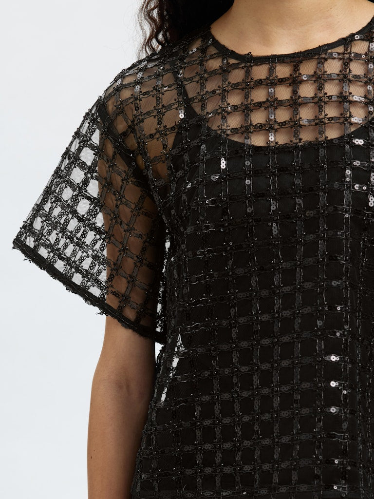 SELECTED FEMME Paillettentop SLFLAREN SS CROPPED Sequins