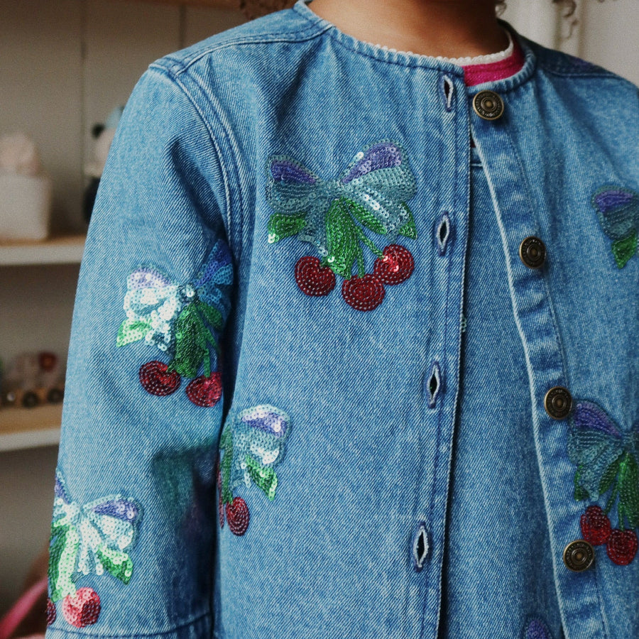 Konges Sløjd Jeansjacke mit Pailletten MAGOT Organic Cotton