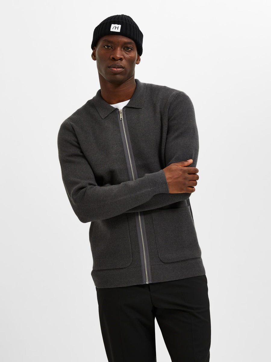 SELECTED HOMME Overshirt SLHTORONTO KNIT ZIP Viskose