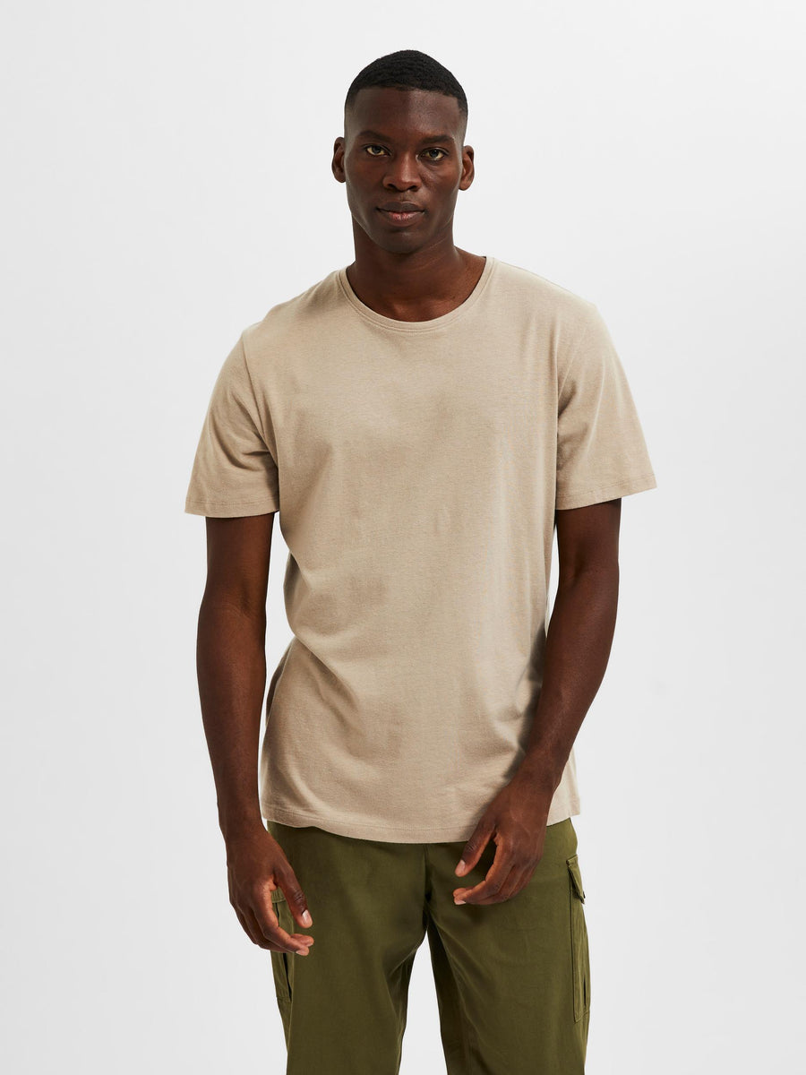 SELECTED HOMME T-Shirt SLHPAN O-NECK Organic Cotton/ Linen