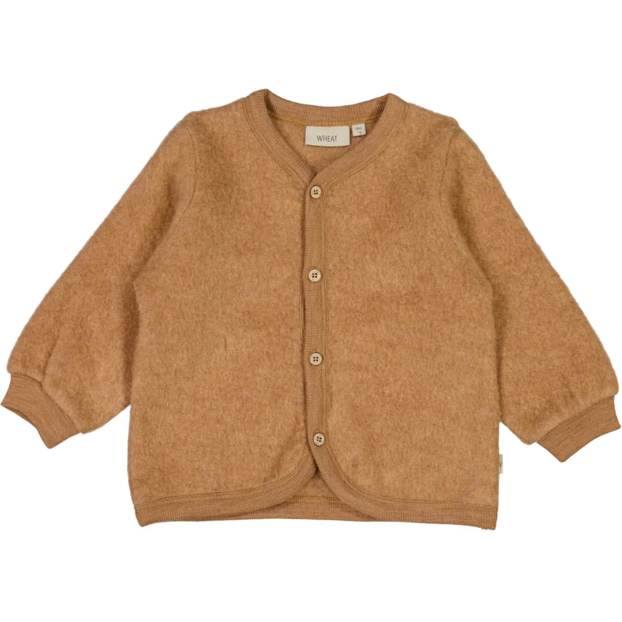 Wheat Baby Fleece Cardigan Merino Wool